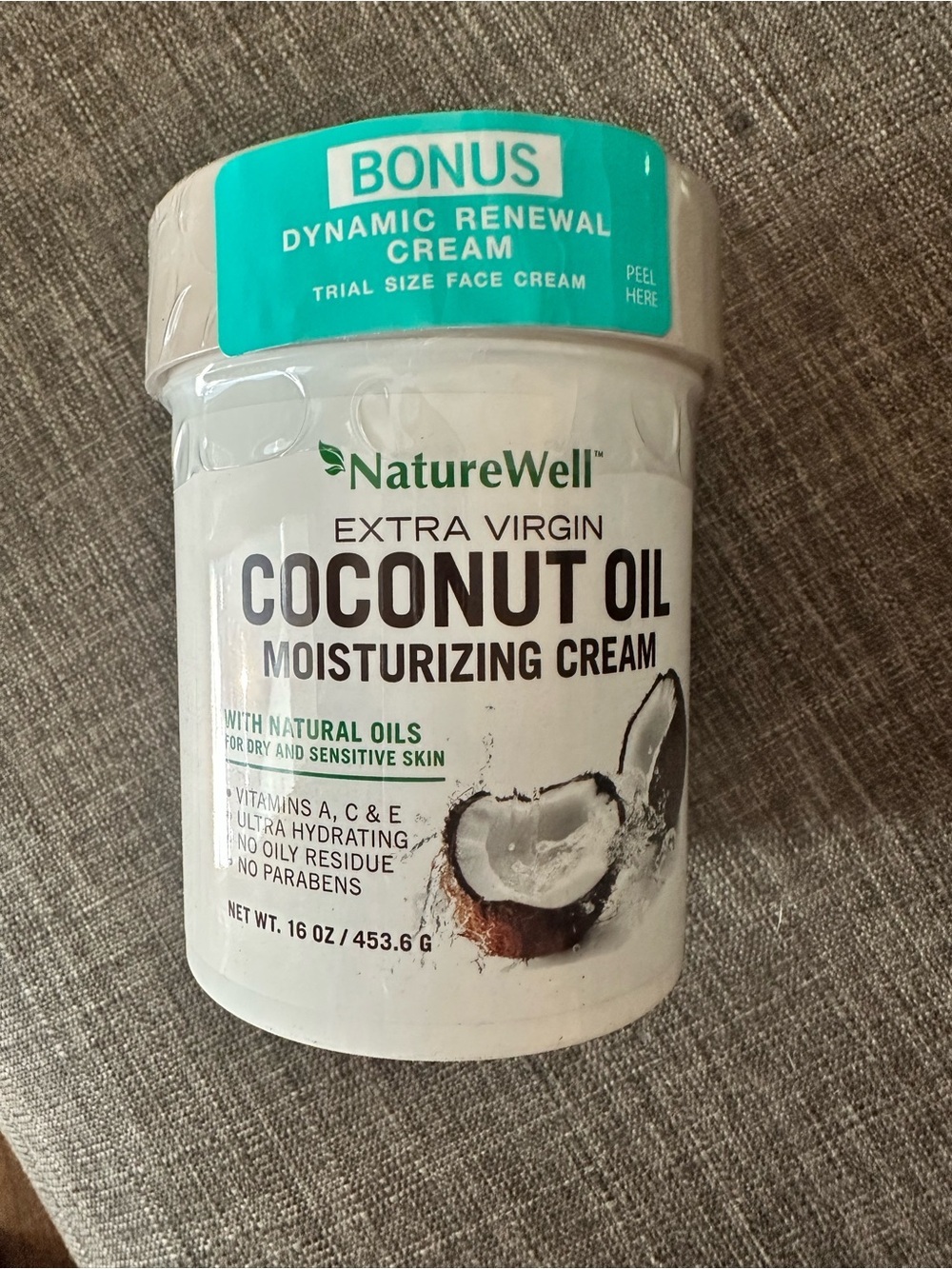 NatureWell Extra Virgin Coconut Oil Moisturizing Cream 16oz NEW